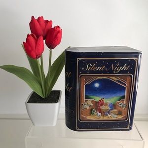 Harry London Collectible Embossed Book Shaped  EMPTY Tin "Silent Night"